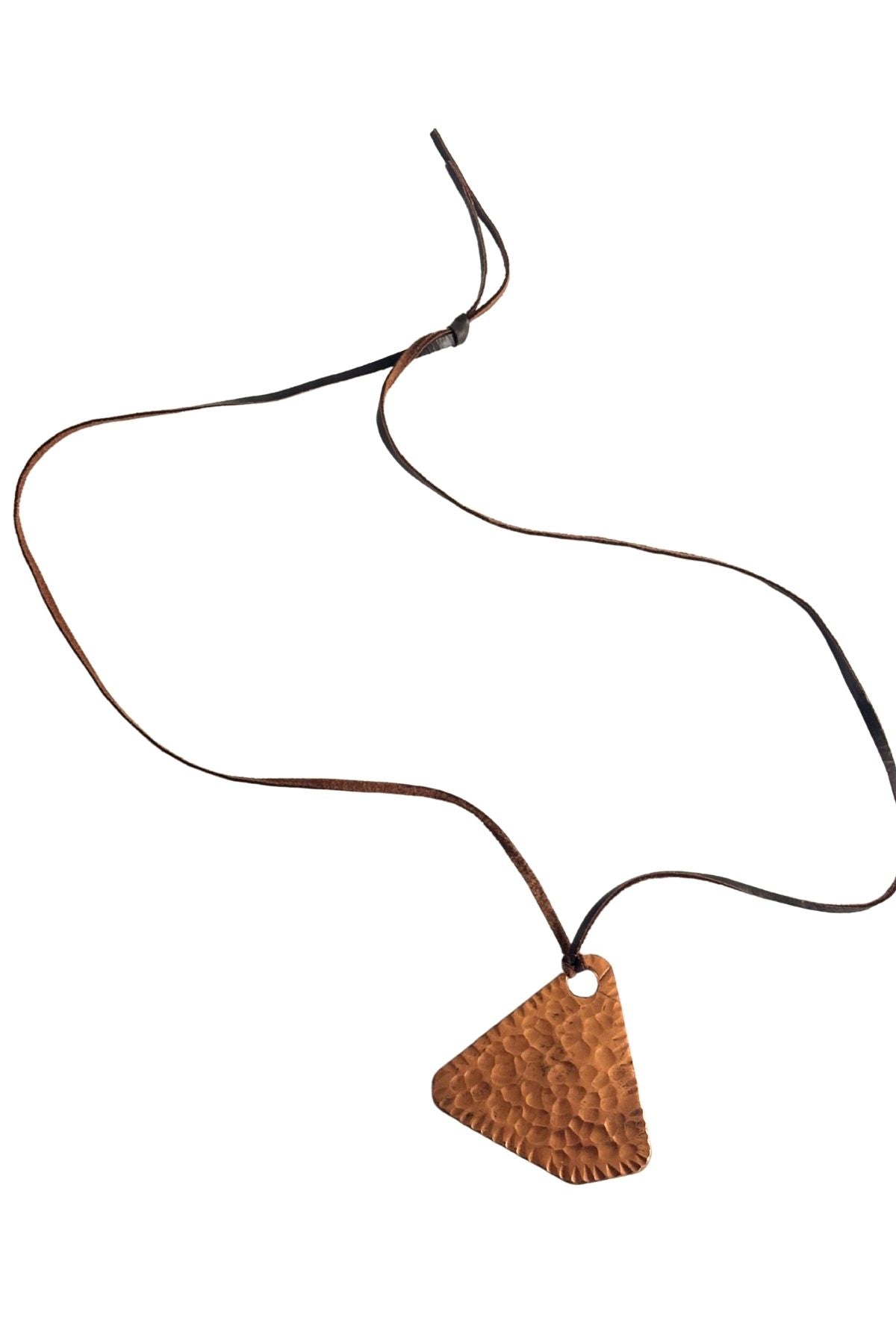 Hammered copper triangular necklace