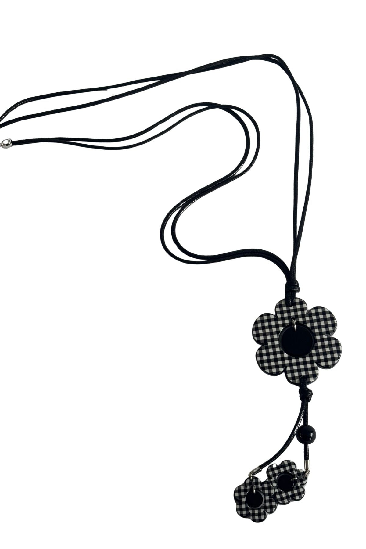 Checkered flowers statement necklace