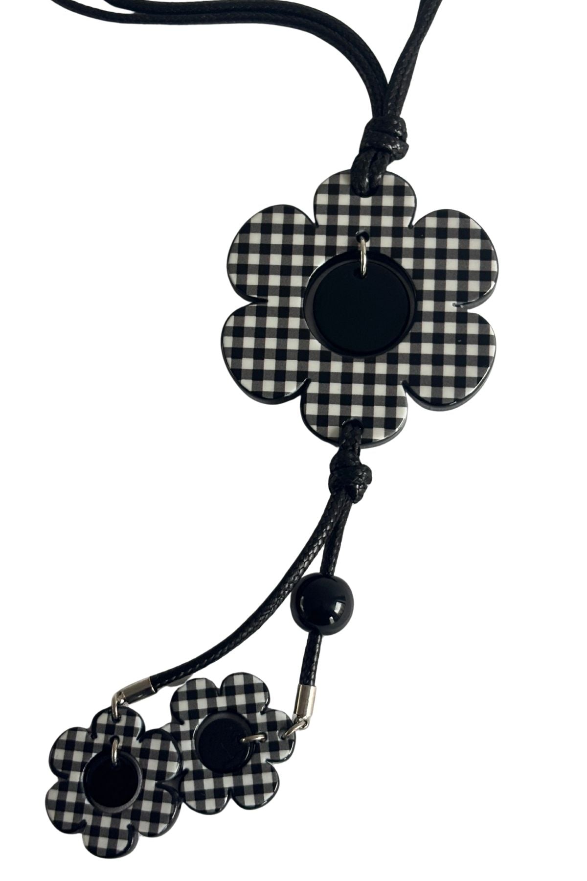 Checkered flowers statement necklace