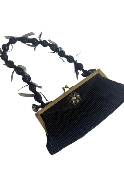 Milleni satin mini beaded clutch