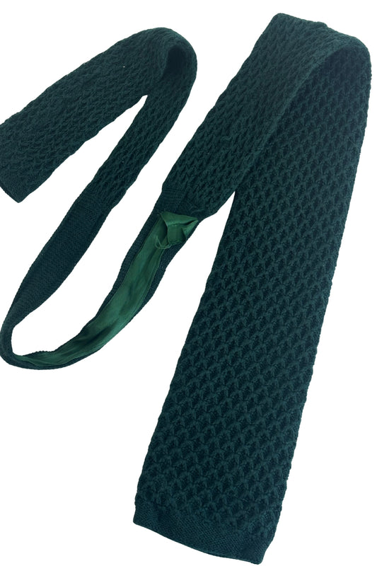 Vintage German made Forest green virgin wool knit tie