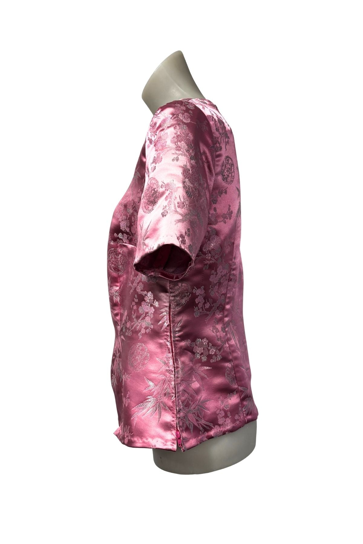 Handmade pink floral oriental blouse, 16