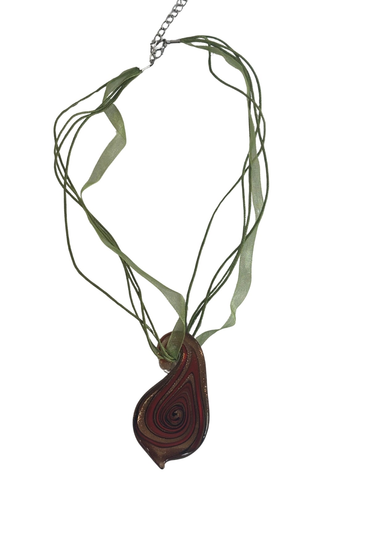 Beautiful glittery bronze glass swirl necklace