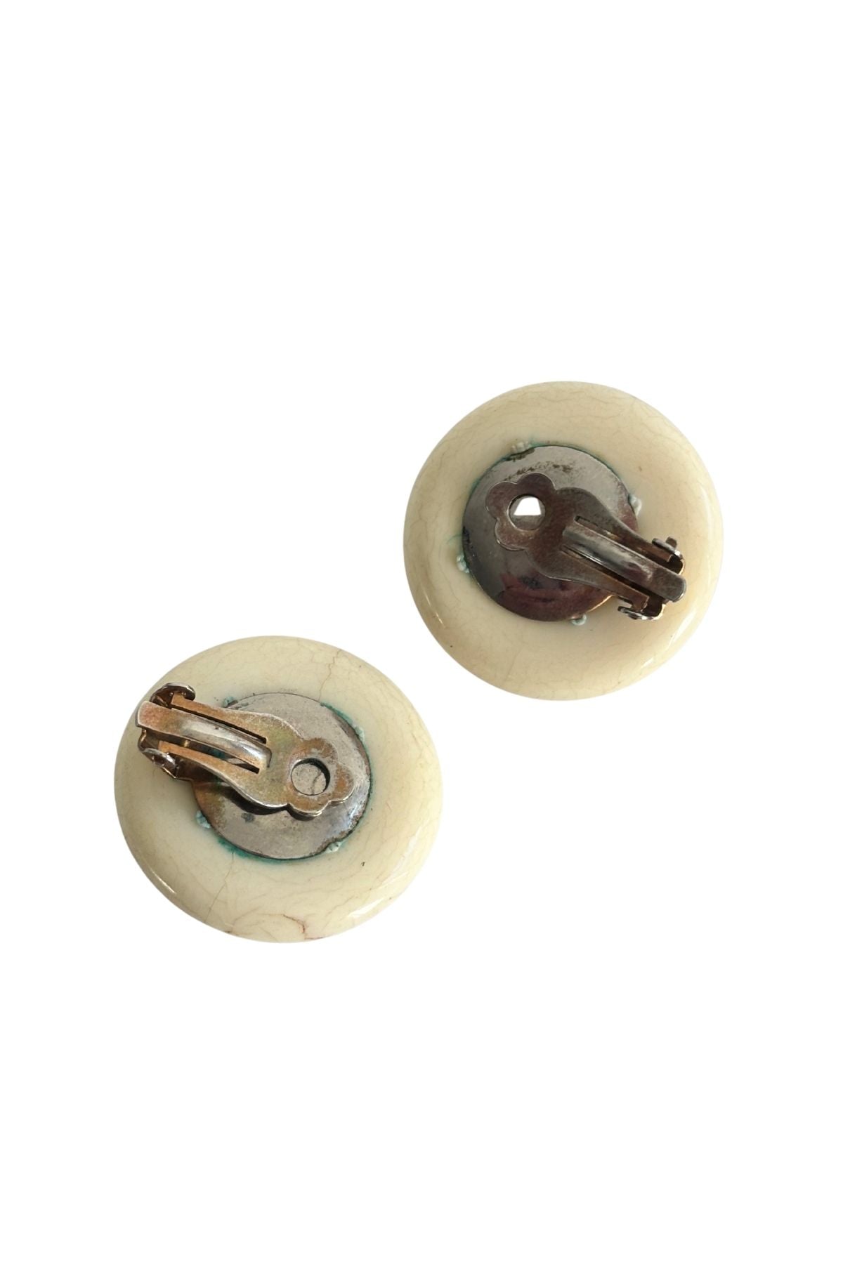 Vintage circle flower clip on earrings