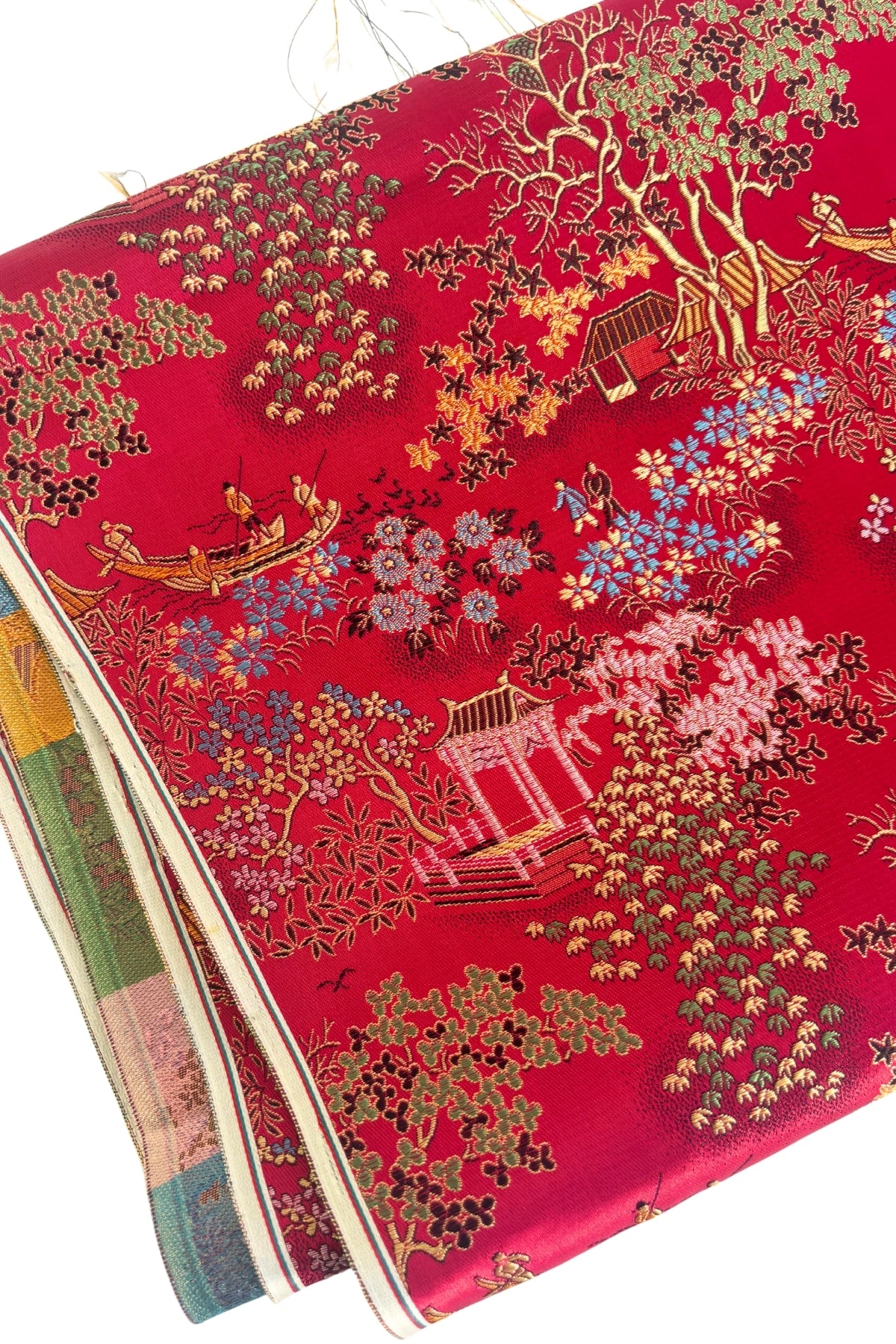 Beautiful red oriental satin fabric