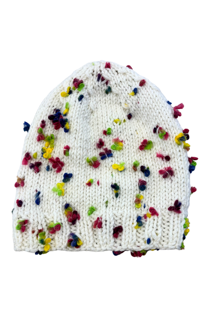 Colourful spots knit beanie