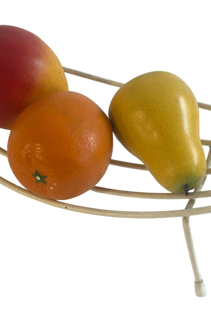 Vintage ceramic fruit in wire bowl