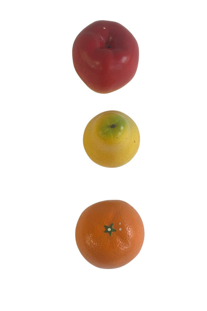 Vintage ceramic fruit in wire bowl