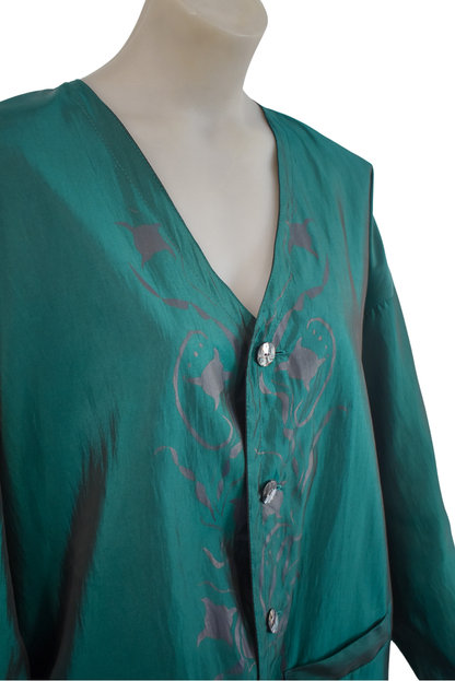 Vintage blue iridescent oversized blazer, L