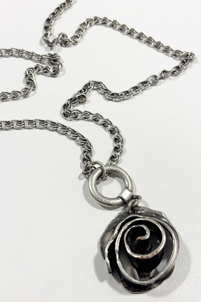 Long chain rose necklace