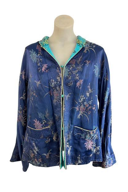 Vintage oriental silk satin jacket, S
