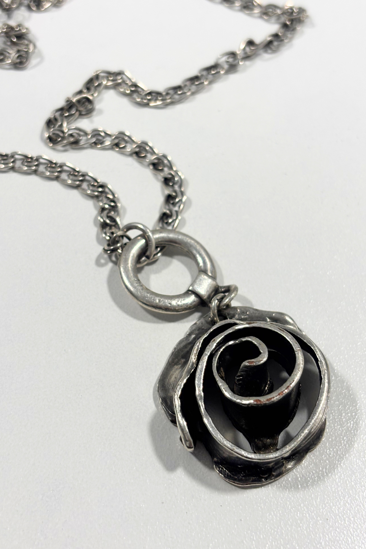 Long chain rose necklace
