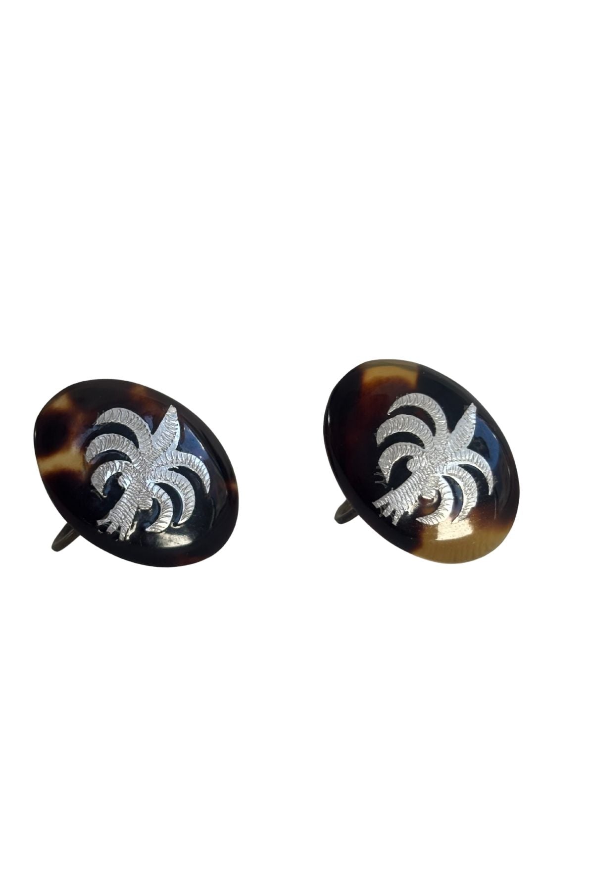 Vintage tortoiseshell palm tree clip on earrings
