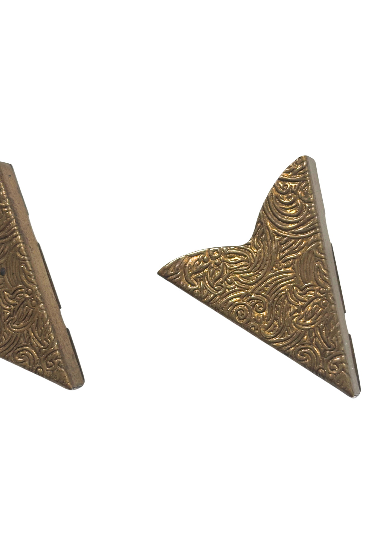 Vintage golden brass fancy western shirt collar tips