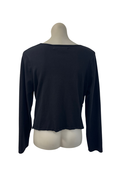 Ruched front black cardigan, L