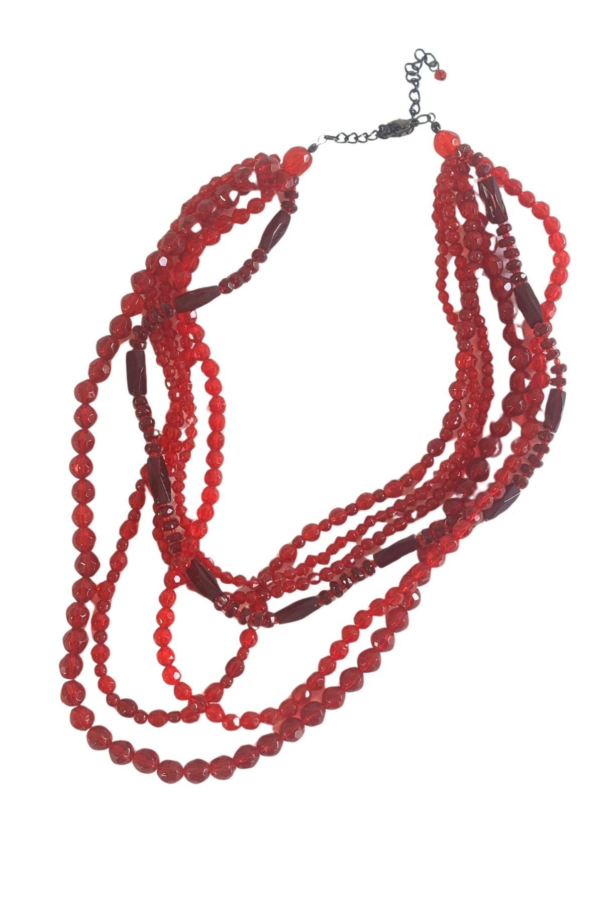 Retro vibrant red glass necklace