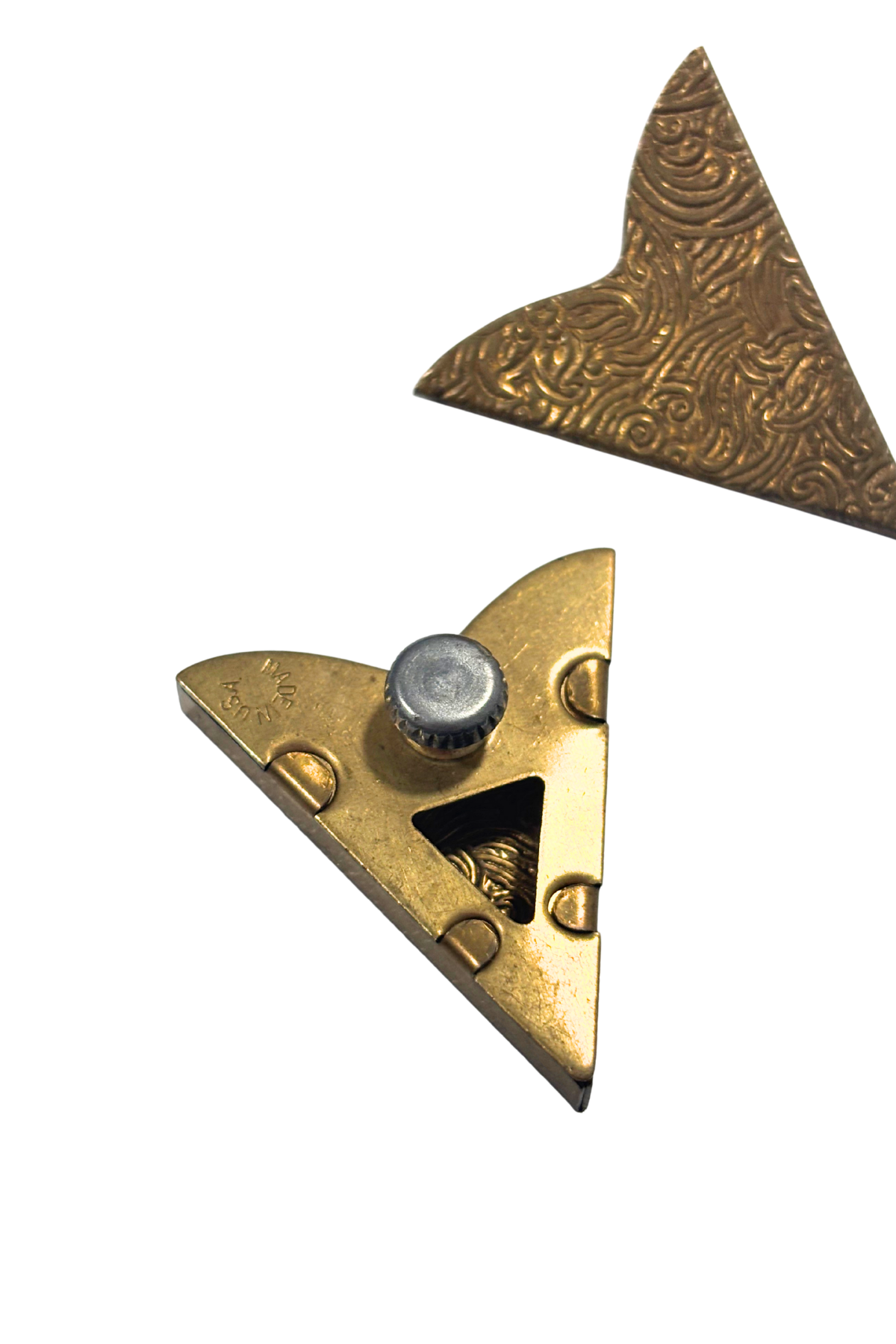 Vintage golden brass fancy western shirt collar tips