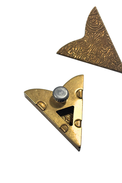 Vintage golden brass fancy western shirt collar tips