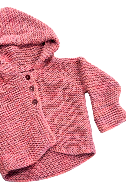 Babies Pink knit hooded cardigan