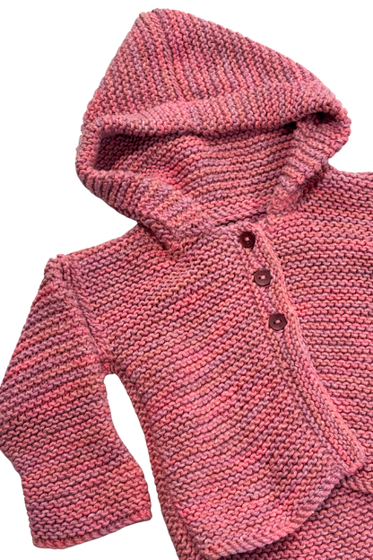 Babies Pink knit hooded cardigan