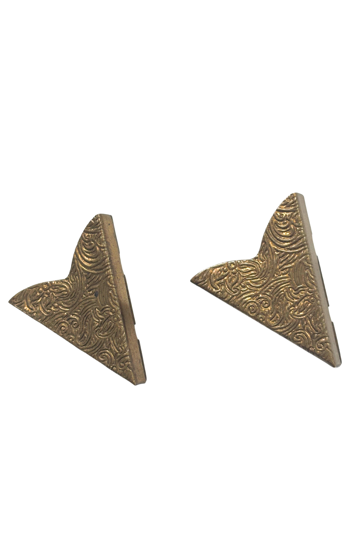 Vintage golden brass fancy western shirt collar tips