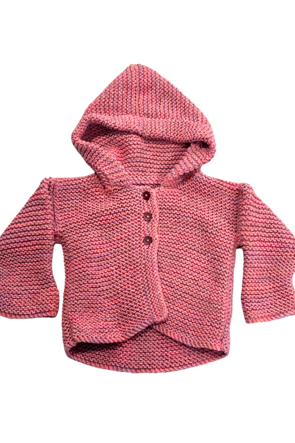 Babies Pink knit hooded cardigan