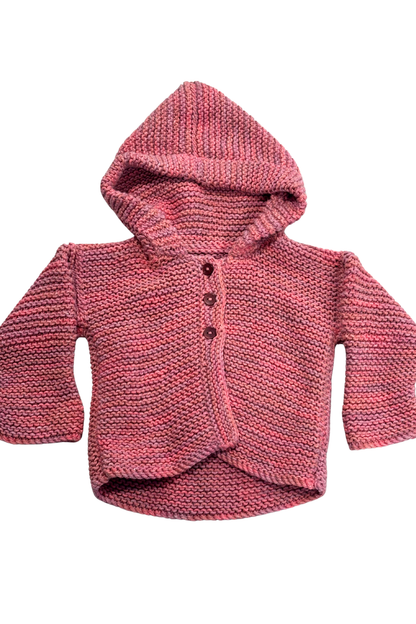 Babies Pink knit hooded cardigan