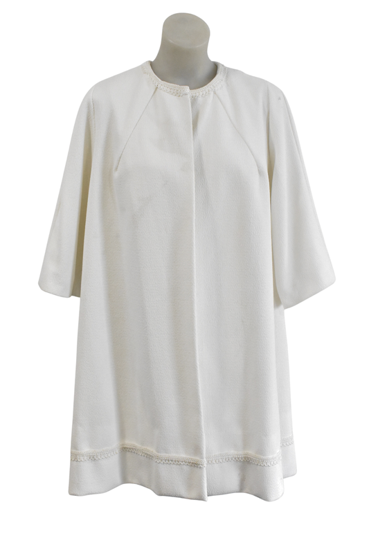 1960's Crimplene white mid coat, S