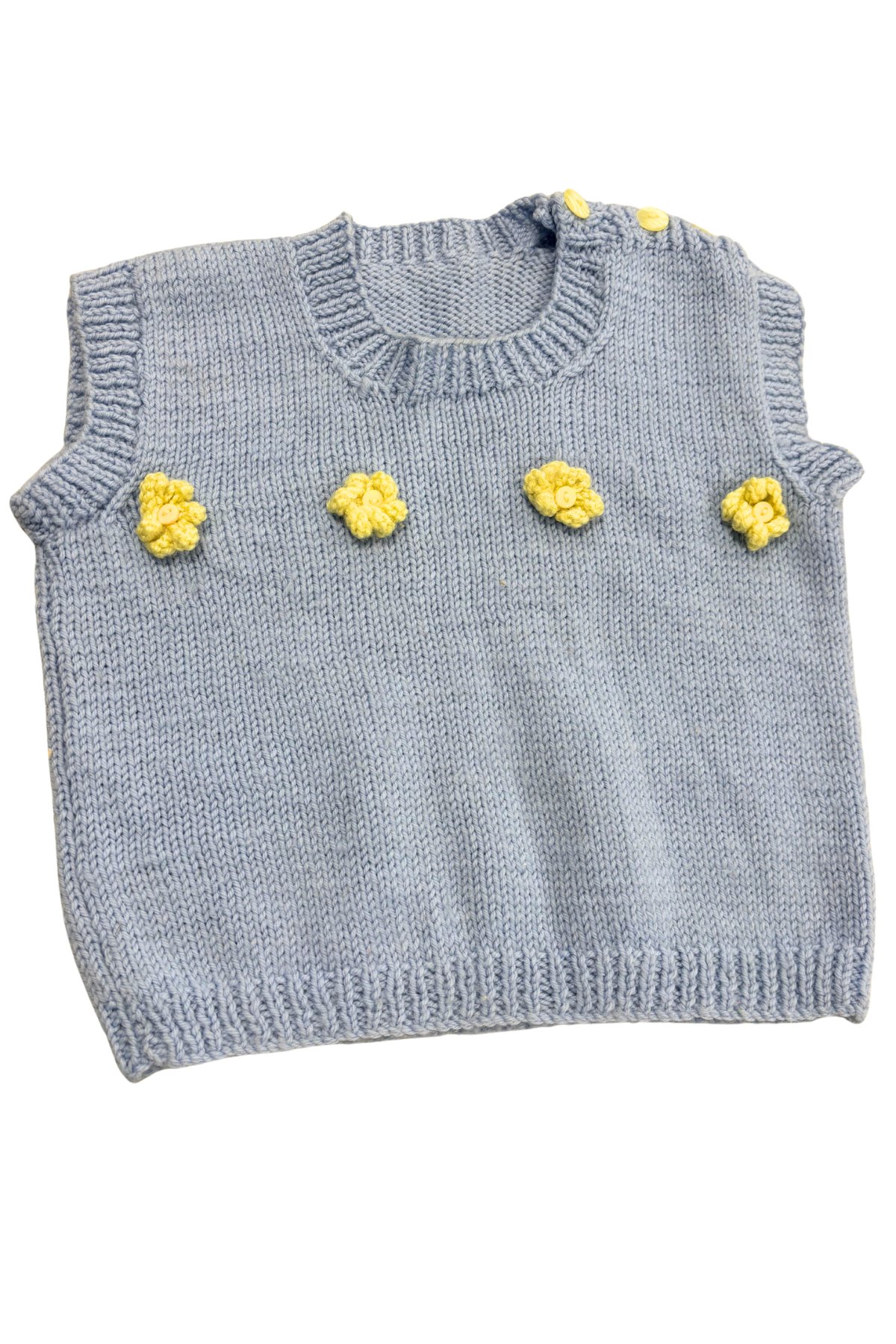 Kids Blue + yellow flowers knit vest