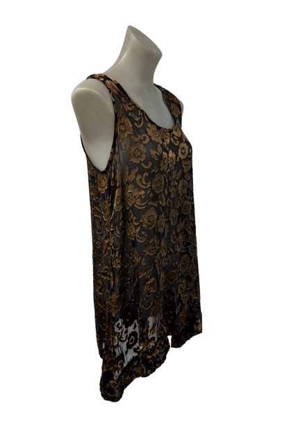Vamp copper roses mesh tunic, S/M