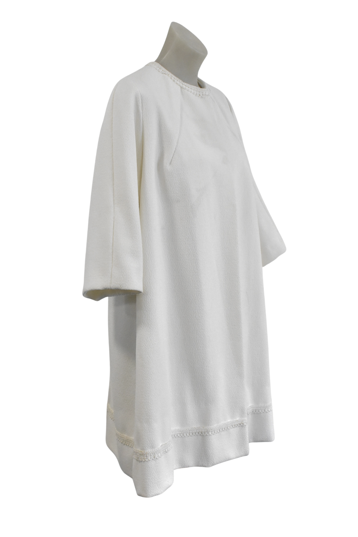 1960's Crimplene white mid coat, S