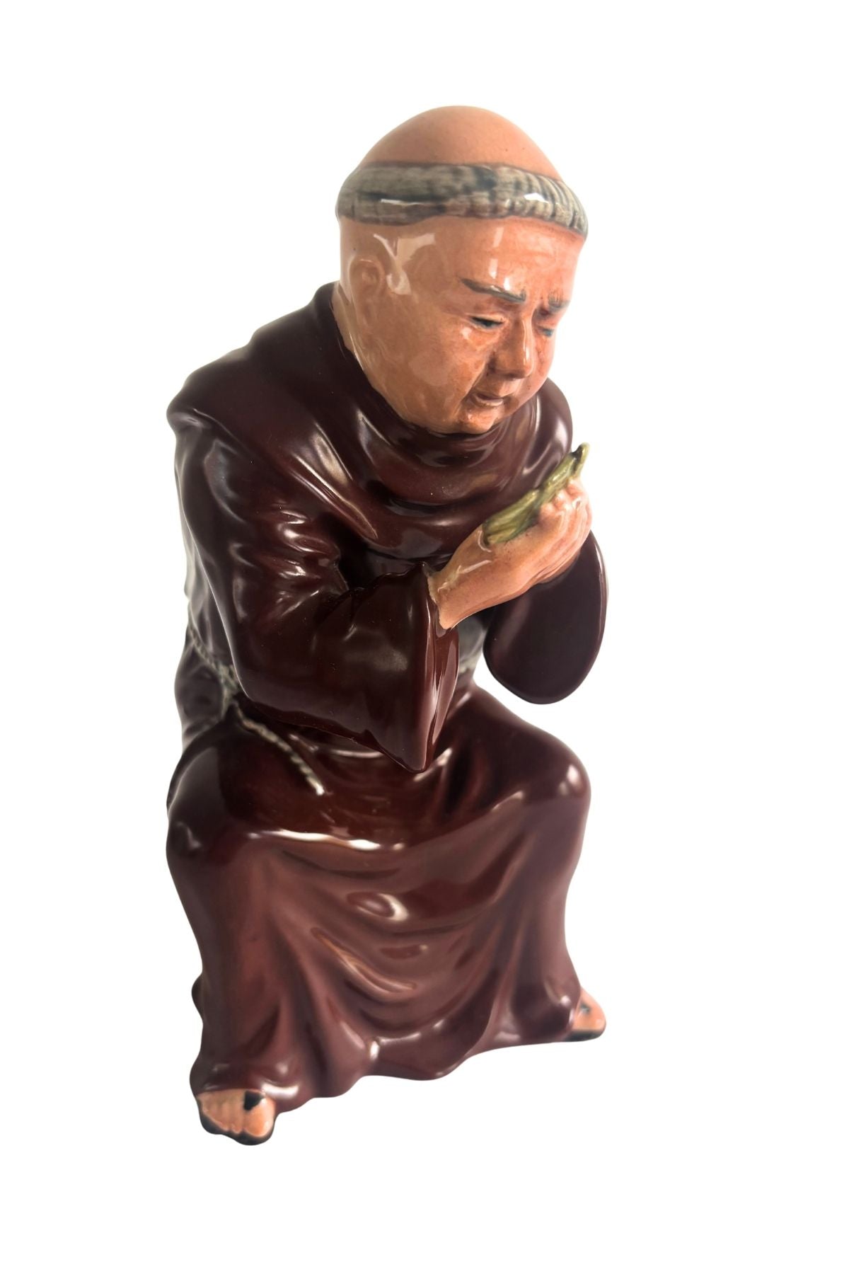 Antique Monk playing cards figurine