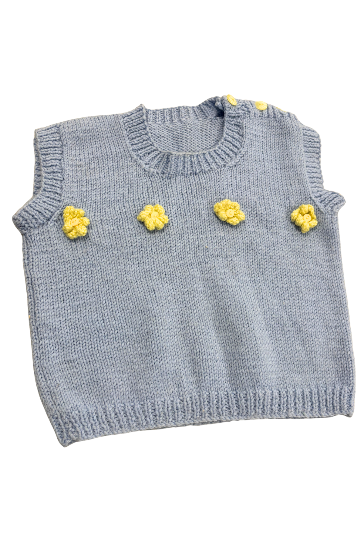 Kids Blue + yellow flowers knit vest