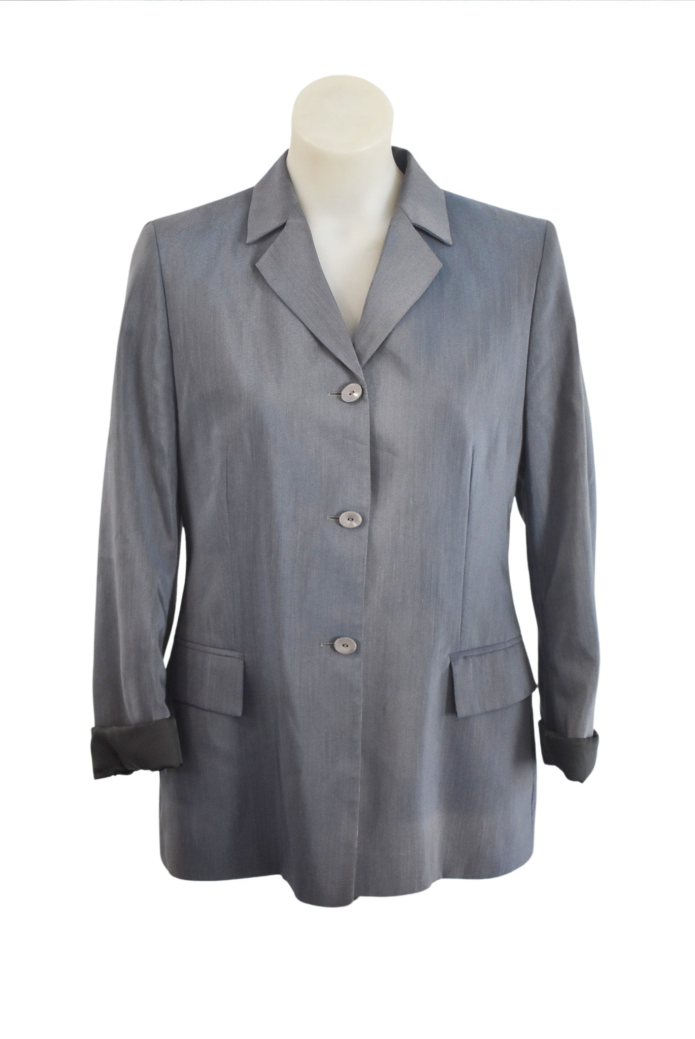 Judith Malcolm NZ made metallic blue blazer, 10