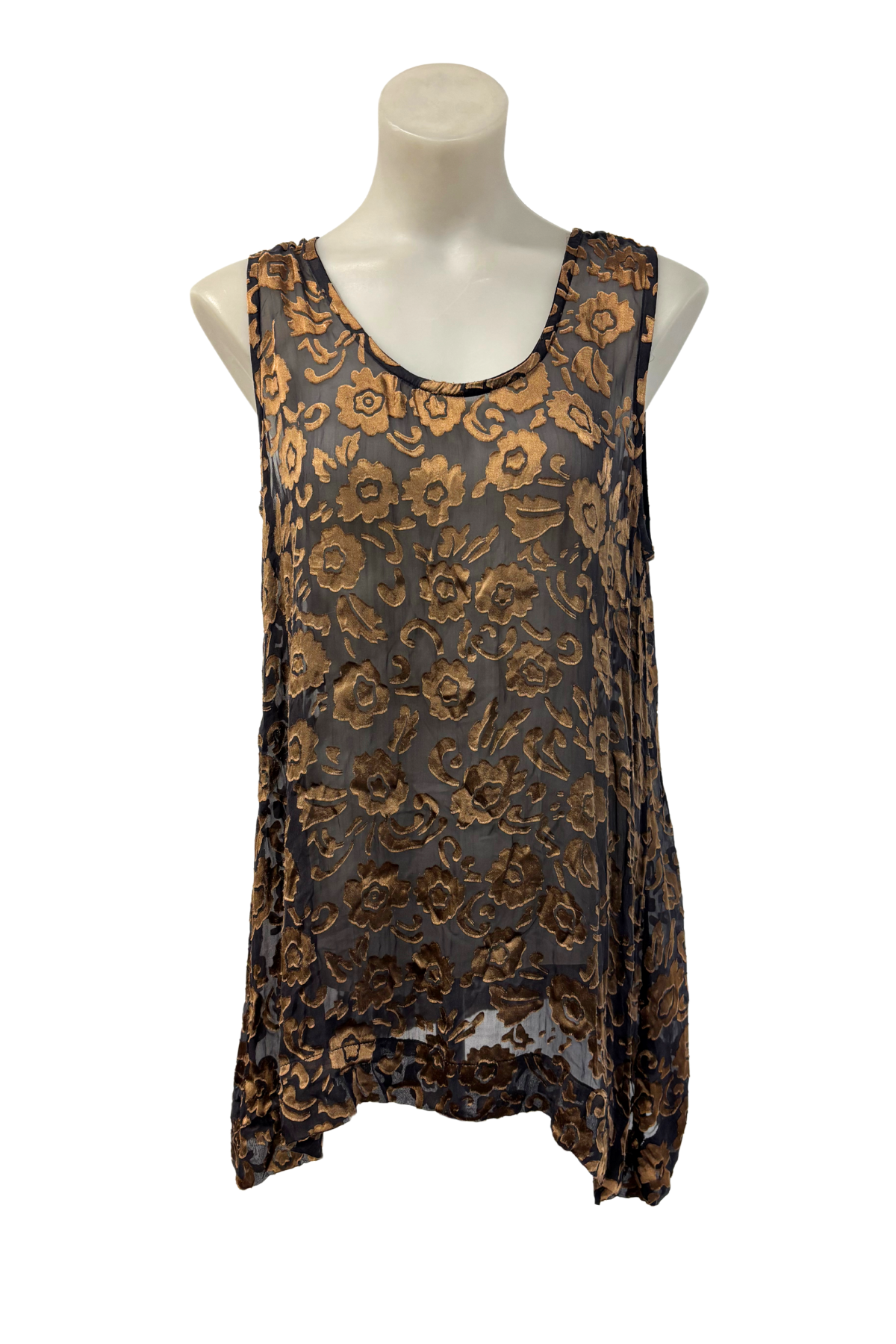 Vamp copper roses mesh tunic, S/M