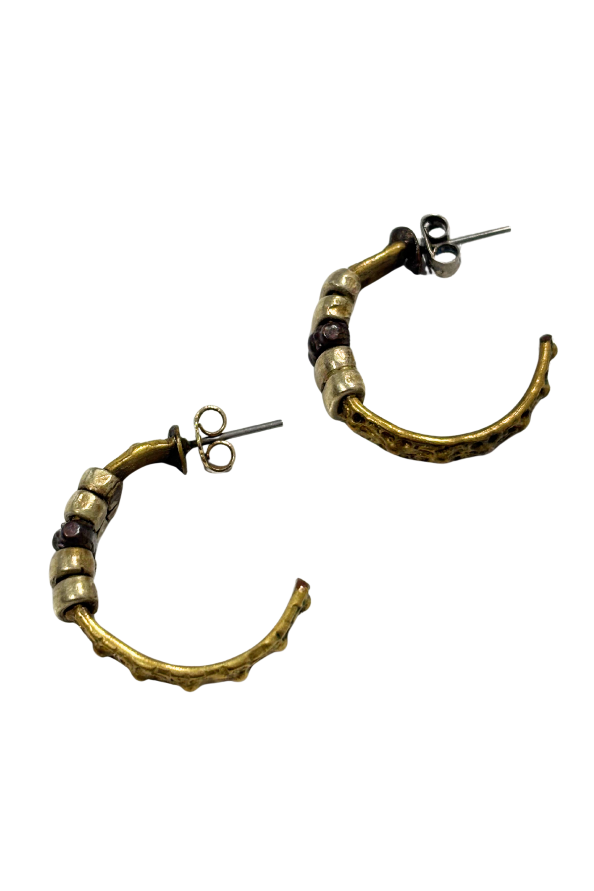 Textured multi-toned half hoop earrings