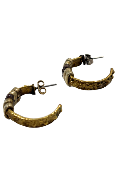 Textured multi-toned half hoop earrings