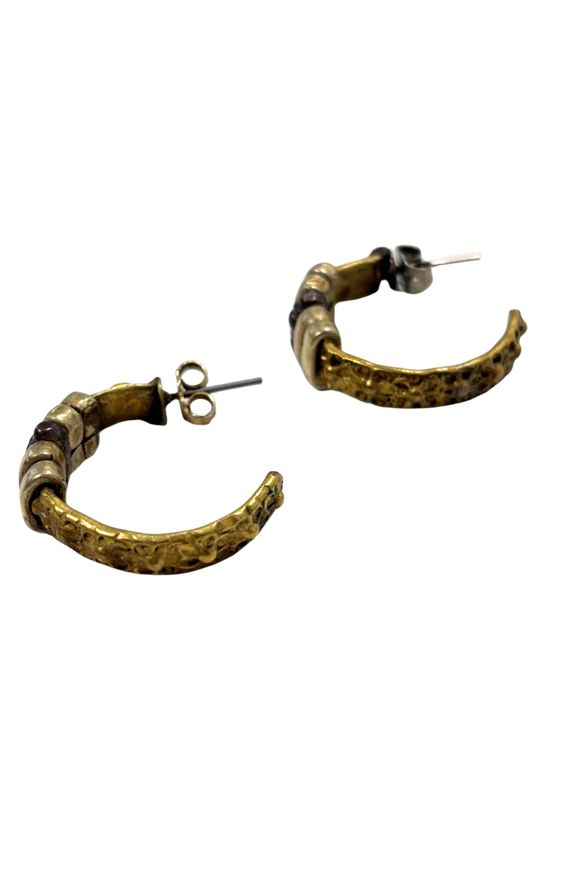 Textured multi-toned half hoop earrings