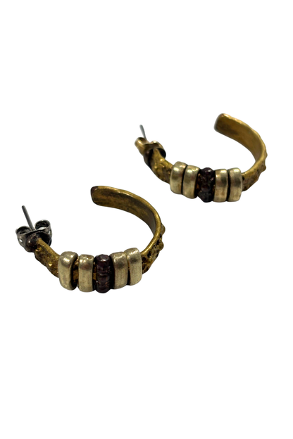 Textured multi-toned half hoop earrings