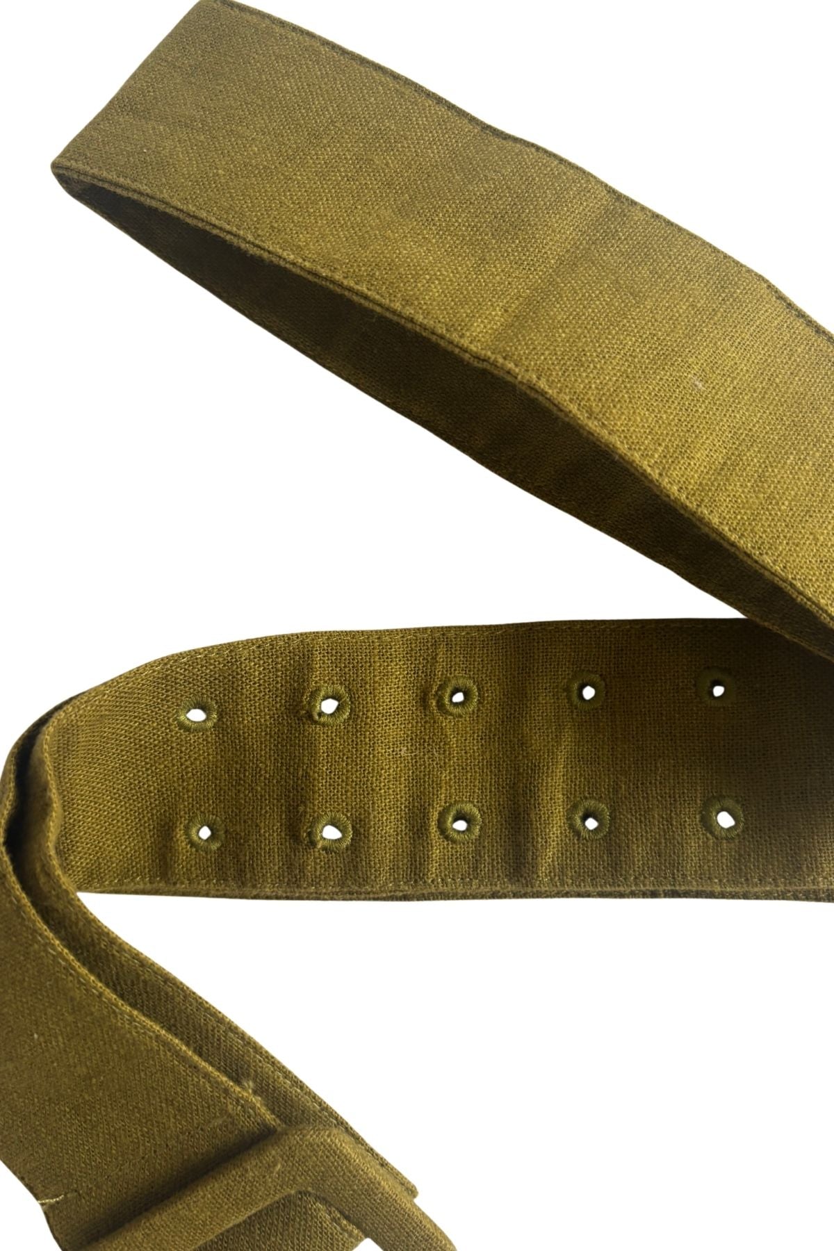 Green chunky linen belt