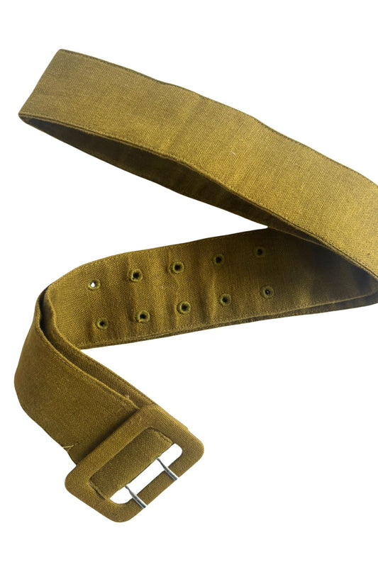 Green chunky linen belt