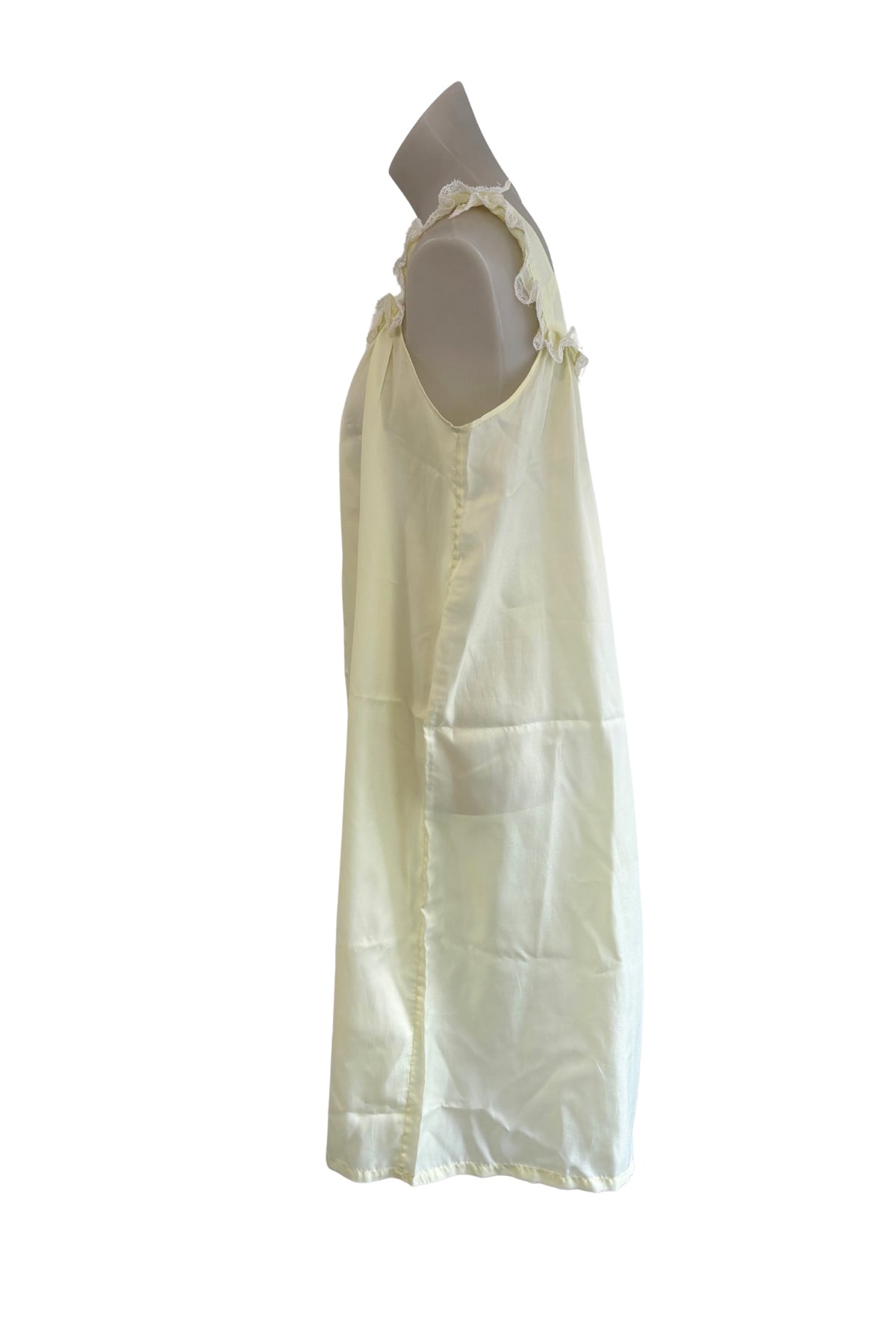 Vintage yellow lace baby doll nighty dress, M/L