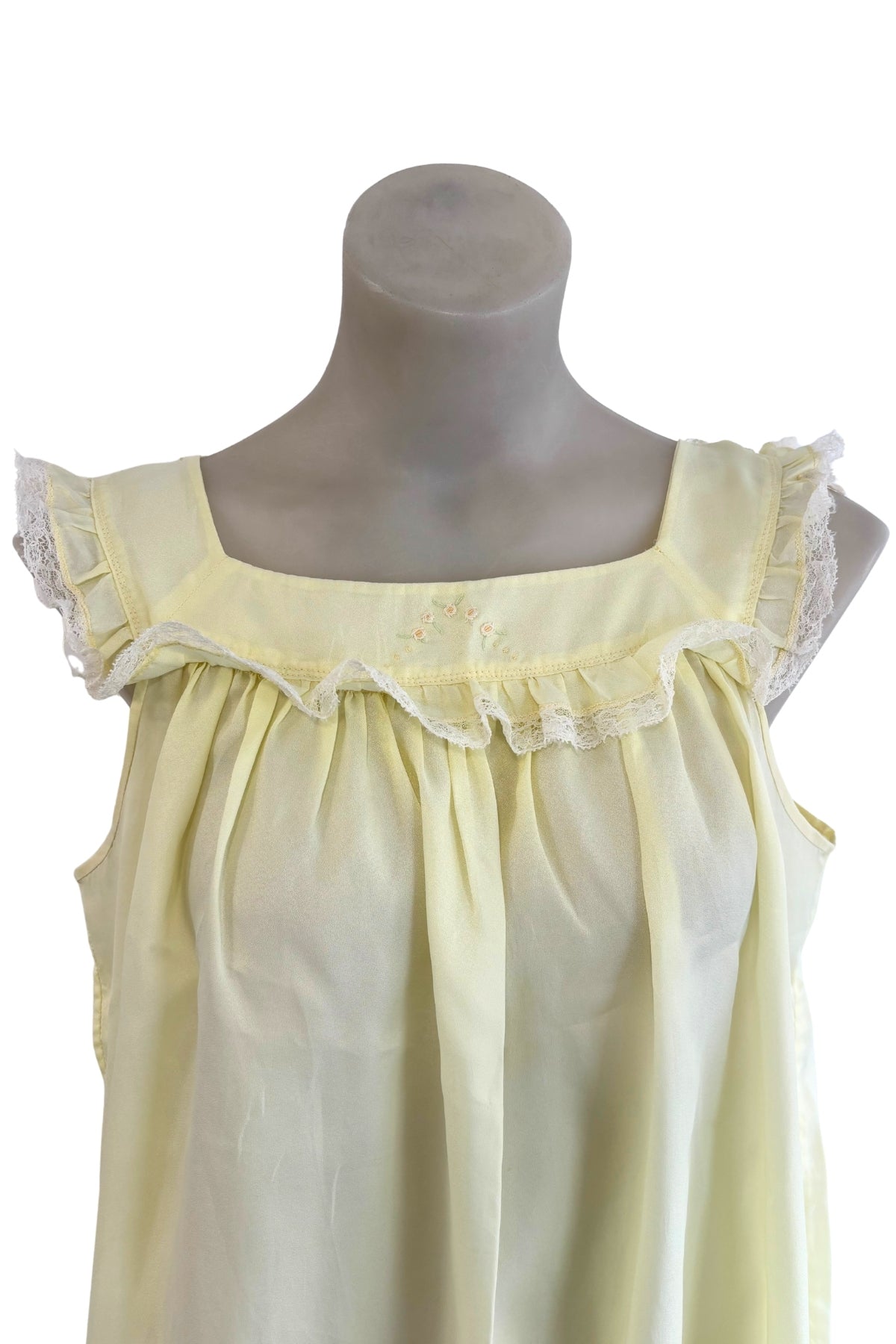 Vintage yellow lace baby doll nighty dress, M/L