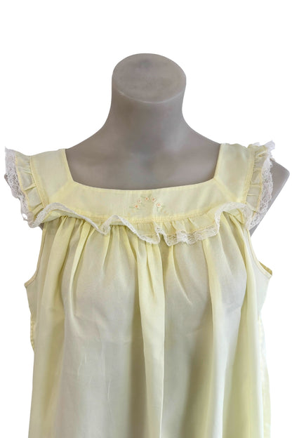 Vintage yellow lace baby doll nighty dress, M/L
