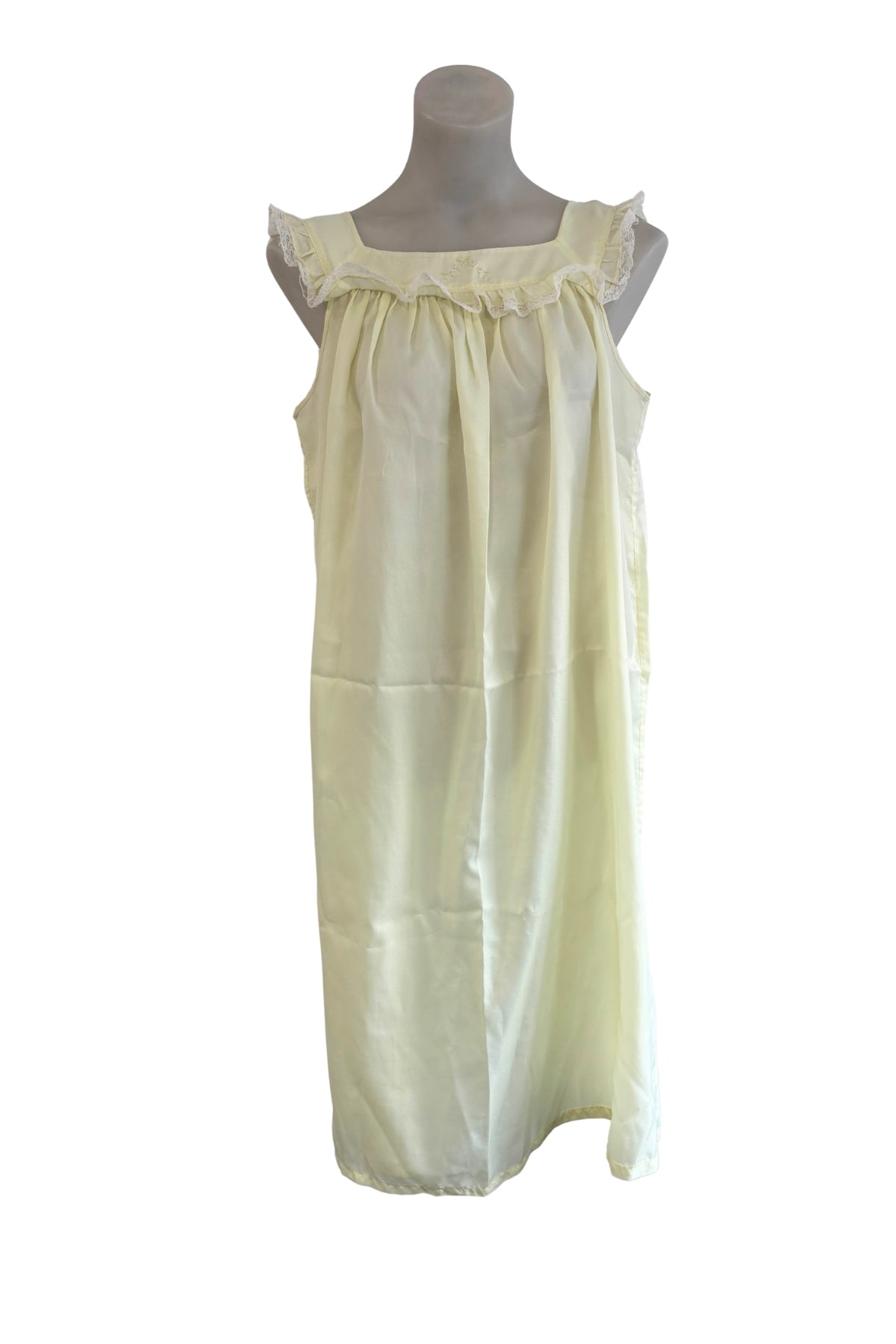 Vintage yellow lace baby doll nighty dress, M/L