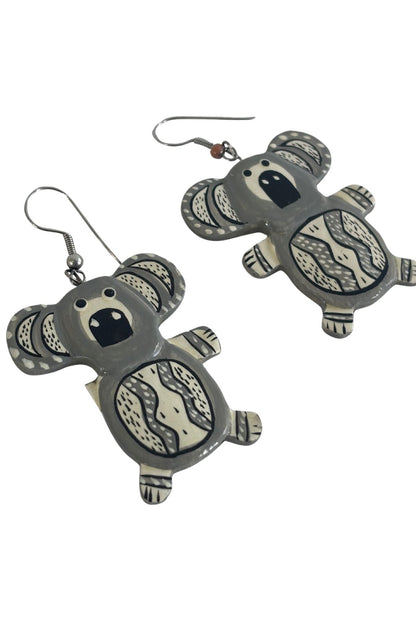 Vintage tribal print koala earrings