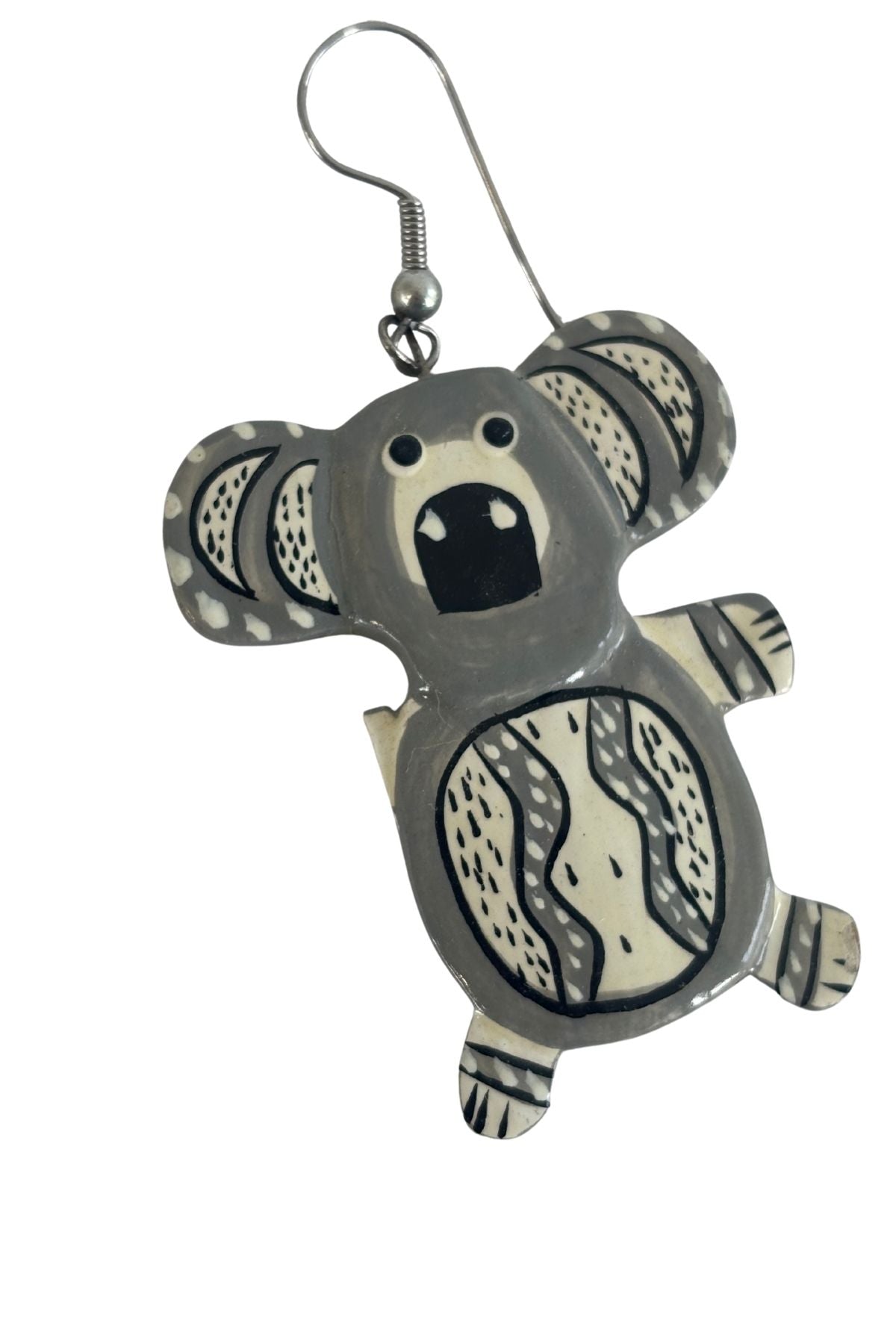Vintage tribal print koala earrings