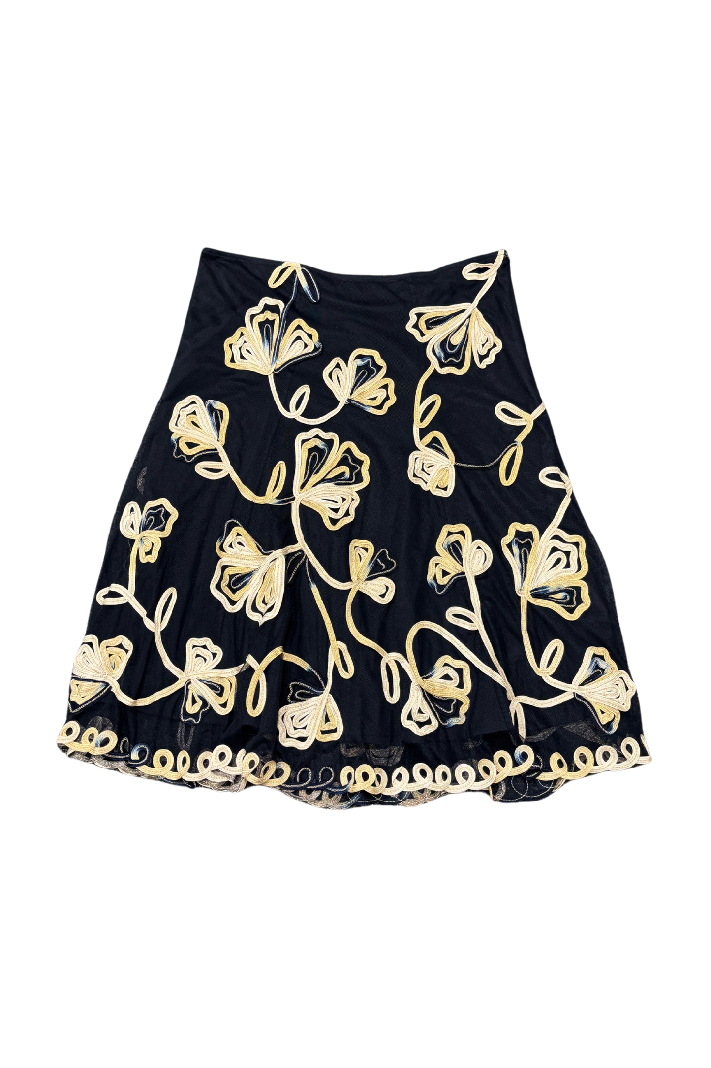 CC Petite Mesh embroidered flowers midi Skirt, L