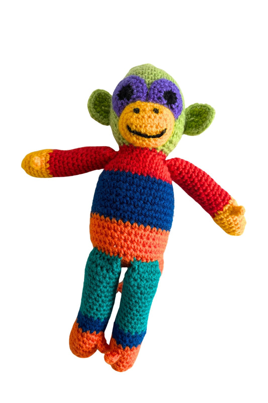 Funky monkey knitted teddy bear