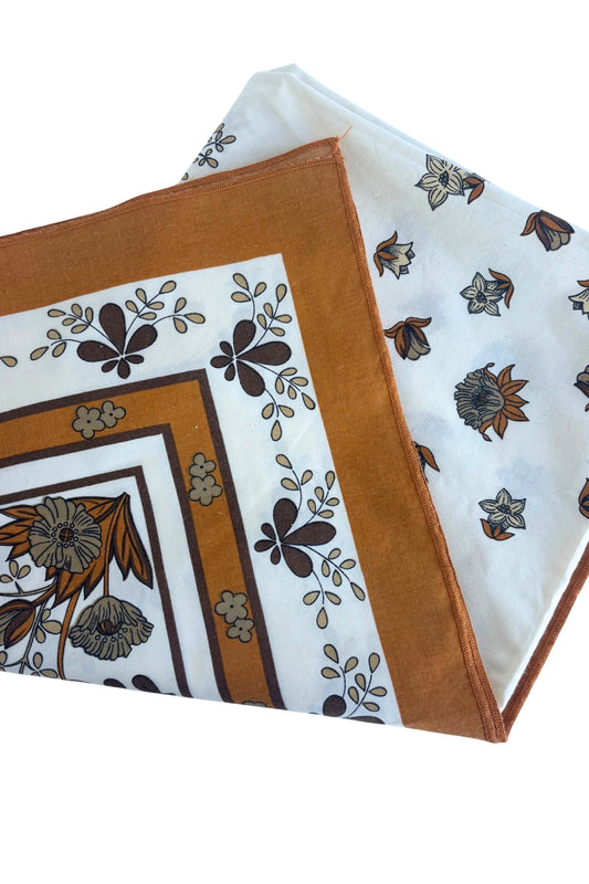 Large square brown floral butterfly tablecloth